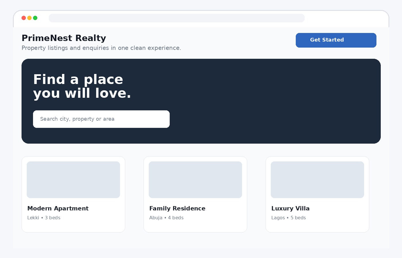 Real estate website concept